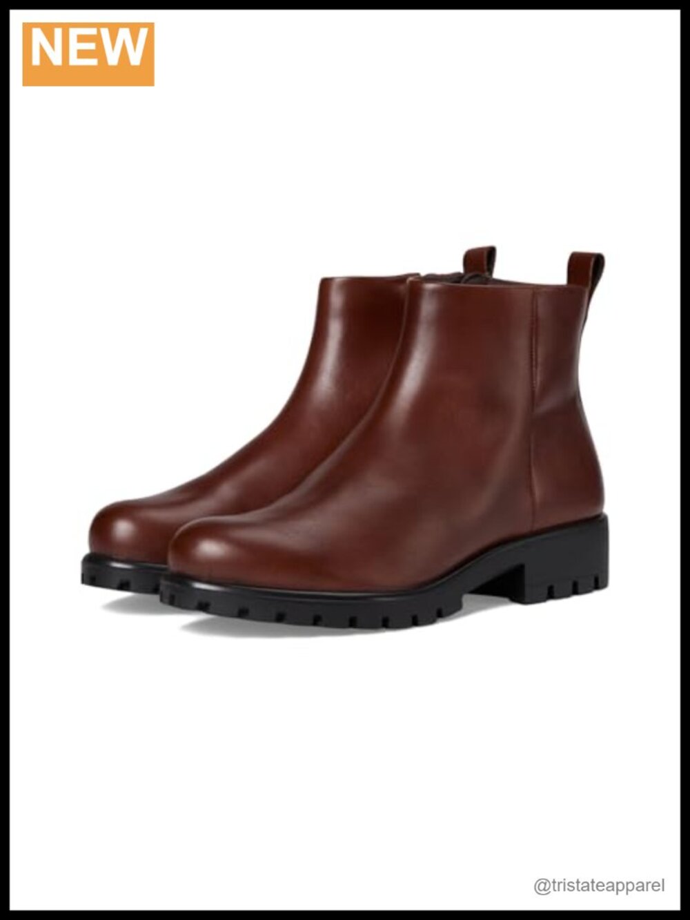 Ankle Boots with Premium Leather, Zip Closure, Block Heel